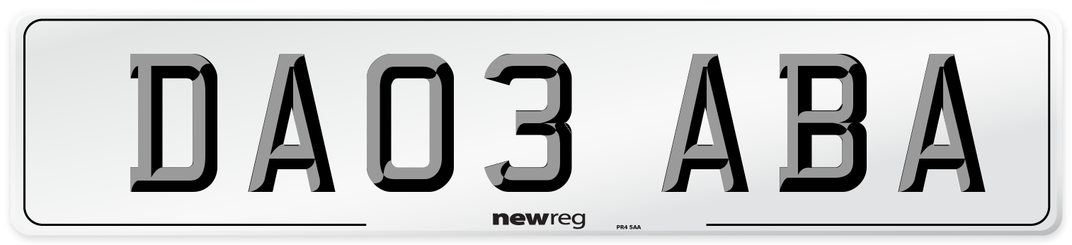 DA03 ABA Number Plate from New Reg